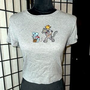 NWOT Gray Crop Top from Forever 21 ft. Itchy&Scratchy (the Simpsons) Sz Med